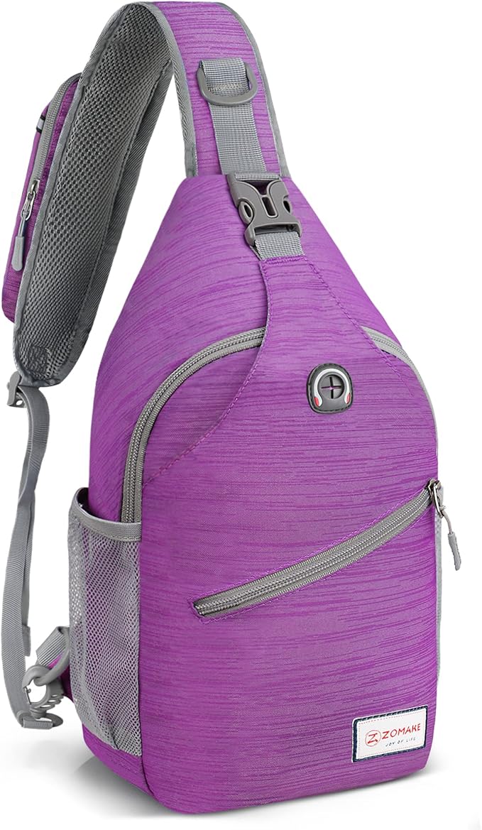ZOMAKE Sling Bag,Small Crossbody Sling Backpack,Water Resistant Shoulder Daypack for Travel,Anti