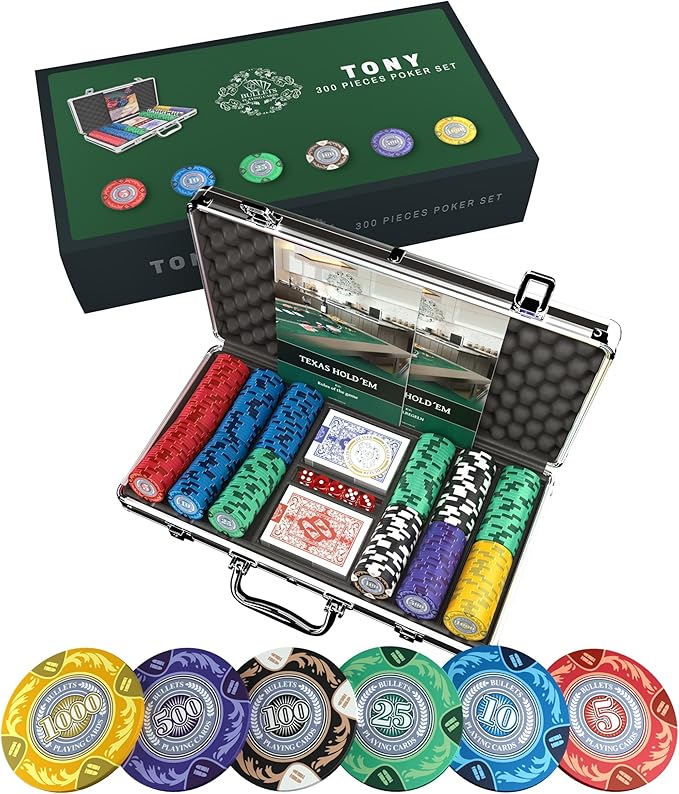 Bullets Poker Set ??Complete Chip Set with Case, Playing Cards, Dices, and Travel Case