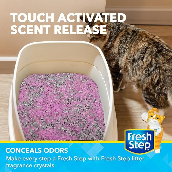 Fresh Step Cat Litter Crystals in Sweet Blossom Scent - Cat Litter Box Deodorizer - Combats Odors