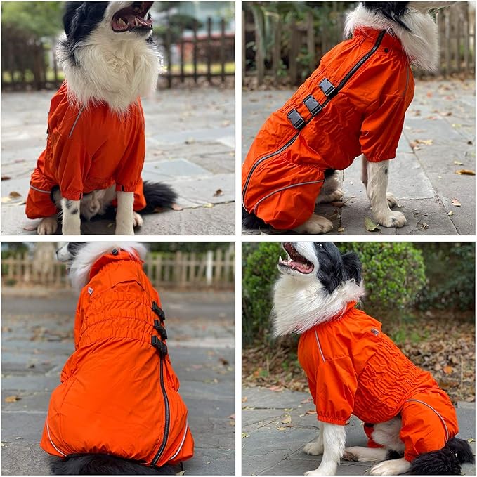 Dogs Waterproof Jacket, Lightweight Waterproof Jacket Reflective Safety Dog Raincoat Windproof