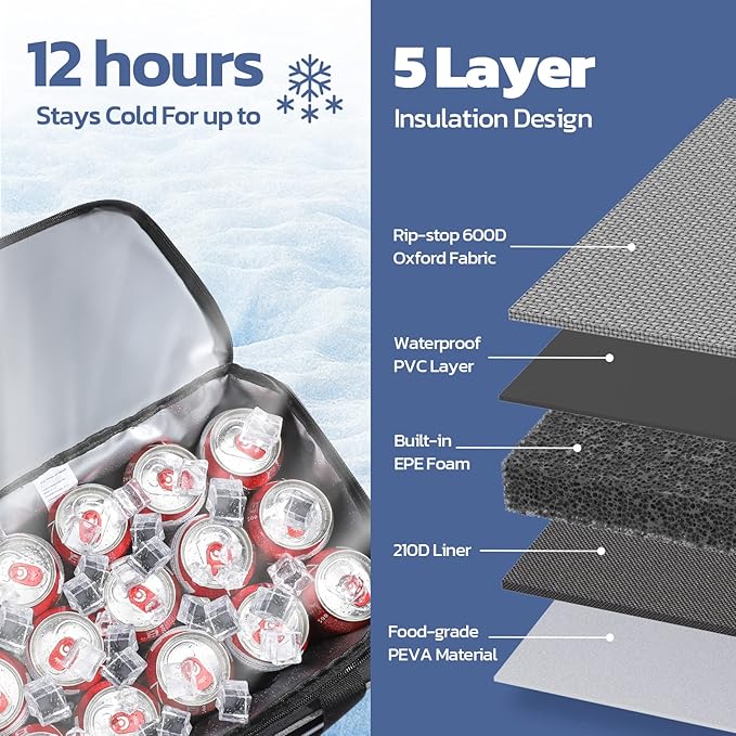 Maelstrom Collapsible Soft Cooler Bag, 24/30/60/75 Cans Beach Cooler, Ice Chest, Leakproof &