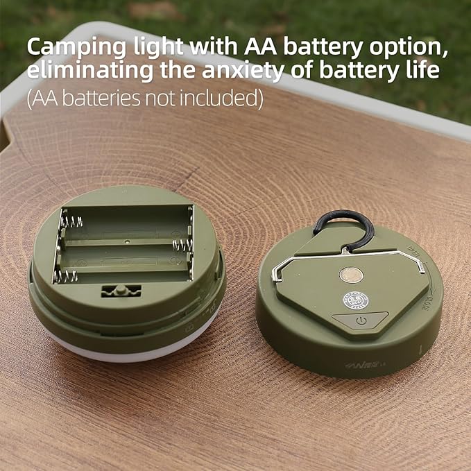 LED Camping Light,4Modes Portable AA Battery Powered Hanging Tent Lantern with Magnetic Base and