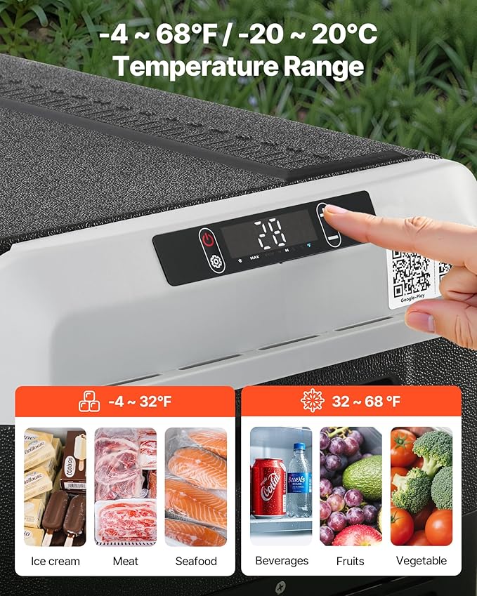 VEVOR 12 Volt Car Refrigerator, 52.8QT/50L Car Fridge, Portable Electric Cooler with -4℉~68℉