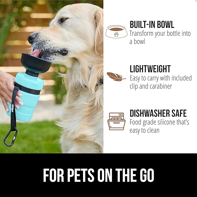 GORILLA GRIP Dog Water Bottle, Portable Water Bowl Dispenser for Dogs, 12 oz Leak Proof Pet Travel