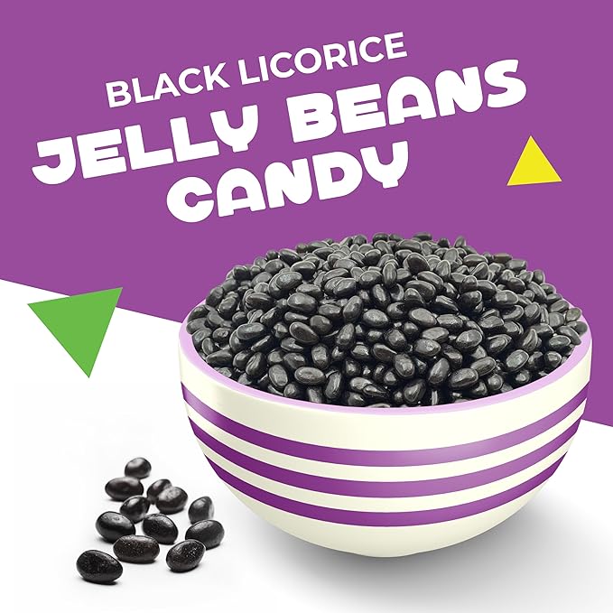 Black Licorice Jelly Beans Candy | 2 Lb Bag | Black Jelly Beans Bulk | Old School Candy for