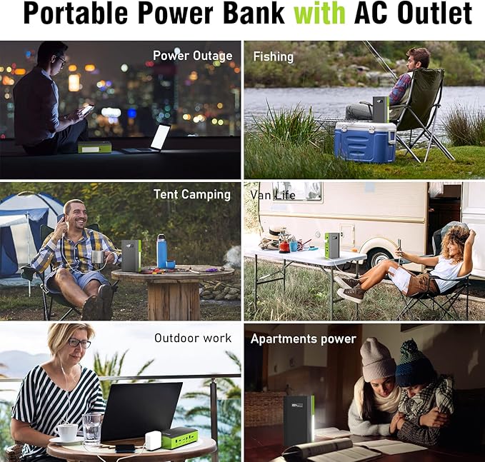 ZeroKor Portable Power Bank with AC Outlet, 65W 110V External Battery Pack 24000mAh Portable Laptop