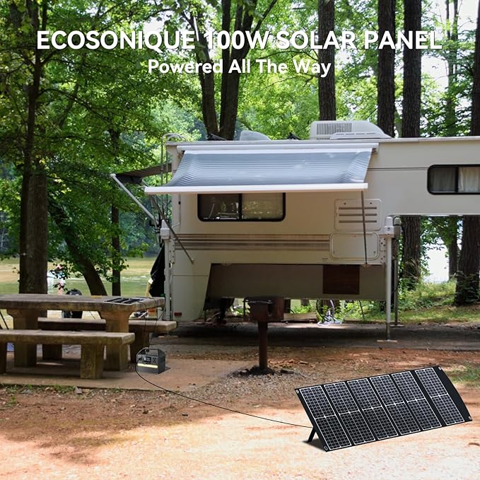 Extreme Lightweight and Compact Foldable Ecosonique 100W Portable Solar Panels Charger for Camping
