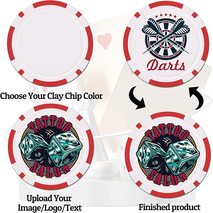 Custom Clay Poker Chips, 11.5Gram Personalized Poker Chips with Full Color Logo,Casino-Grade Monte