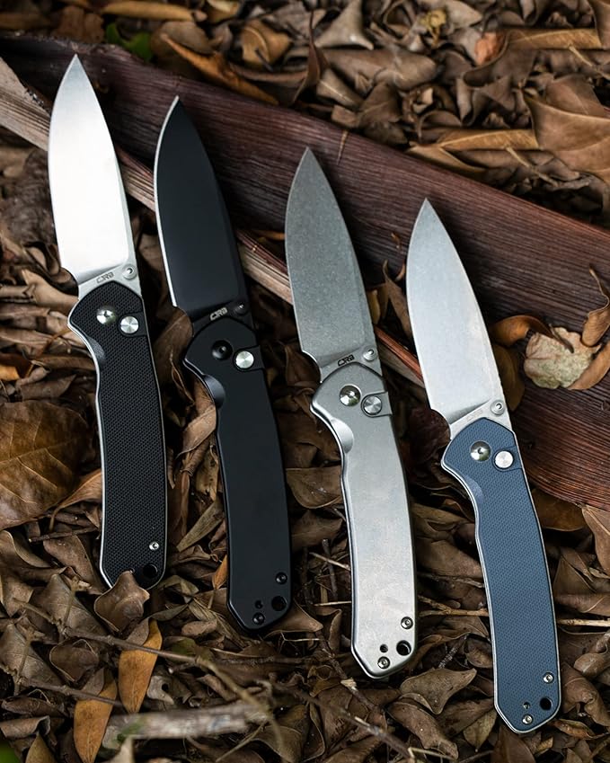 CJRB Folding Knife Pyrite (J1925) AR-RPM9 Blade and Black PVD Stainless Steel Handle Button Lock