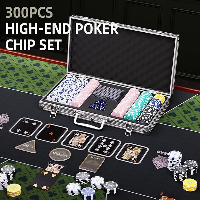 LUOBAO11.5 Gram Poker Chips Set 300 Piece Casino Chips with Denominations, Professional Blackjack &