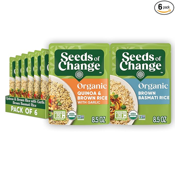 SEEDS OF CHANGE Organic Rice Variety Pack Quinoa and Brown Rice with Garlic & Whole Grain Brown