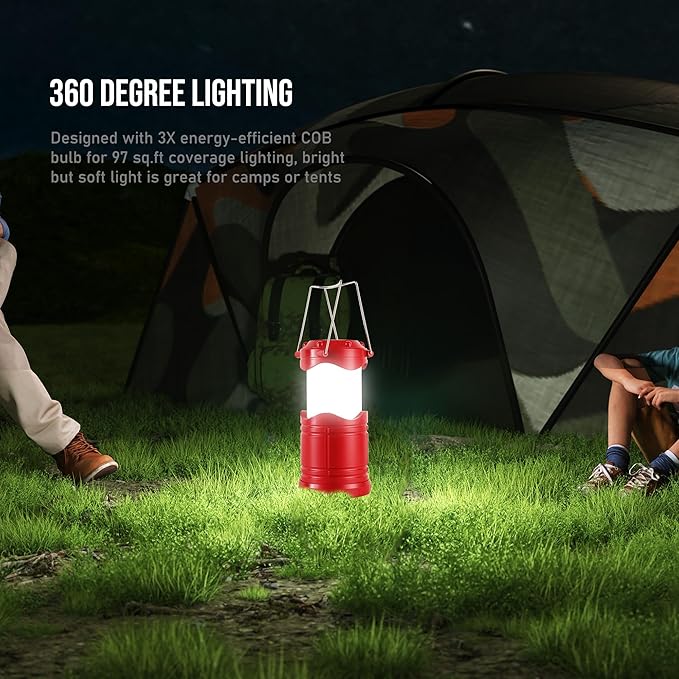 Lichamp LED Camping Lantern, 4 Pack Battery Powered Flashlight for Power Outages, Portable