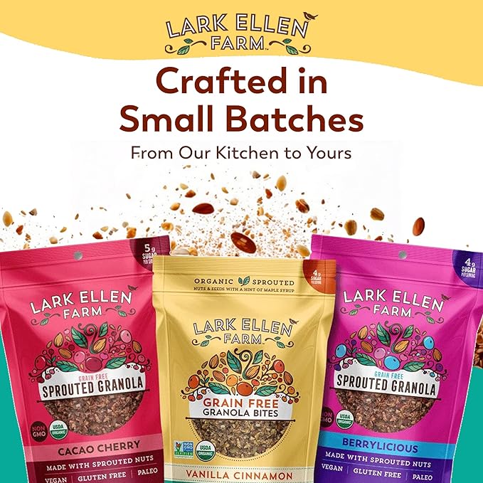 Lark Ellen Farm Vanilla Cinnamon Granola Clusters, Gluten Free, Vegan, Certified Organic, Low Sugar