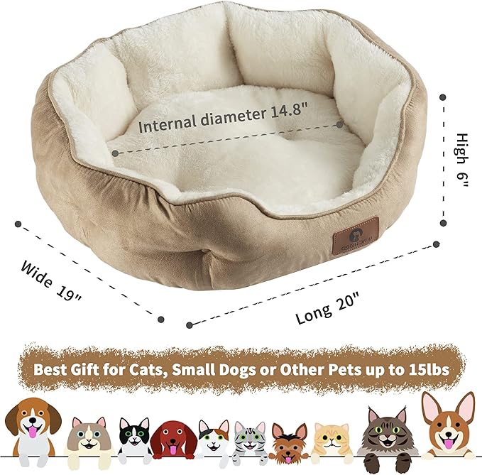 Asvin Small Dog Bed for Small Dogs, Cat Beds for Indoor Cats, Pet Bed for Puppy and Kitty, Extra