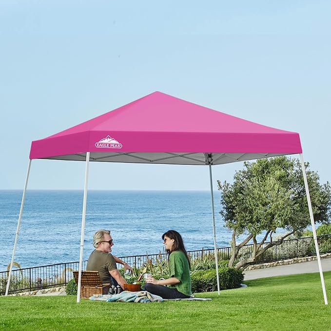 EAGLE PEAK 10x10 Slant Leg Pop-up Canopy Tent Easy One Person Setup Instant Outdoor Beach Canopy
