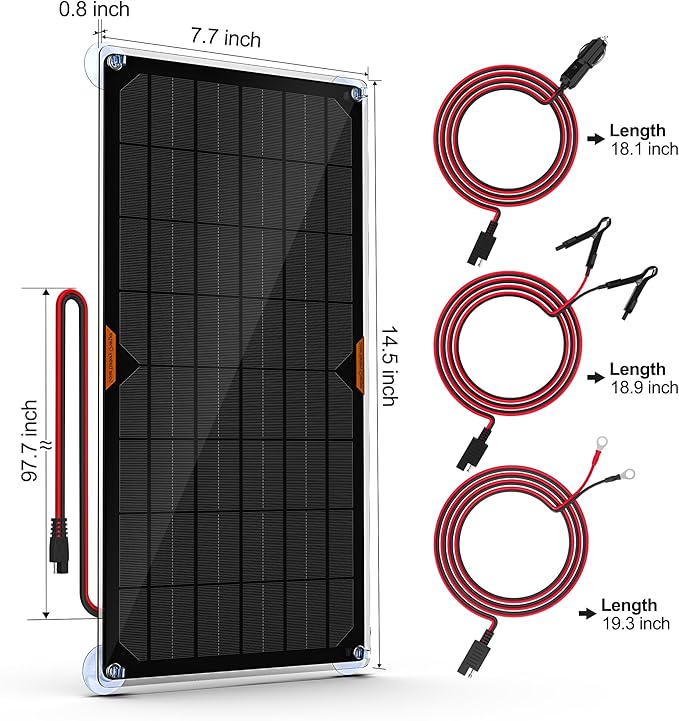 OYMSAE12V Solar Battery Charger ，10W Waterproof Solar Battery Maintainer,Portable Solar Panel