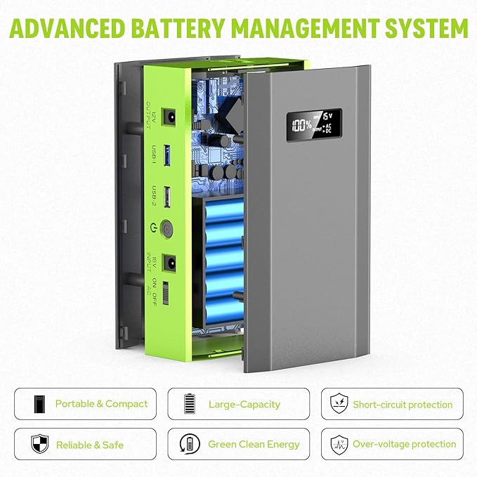 ZeroKor Portable Power Bank with AC Outlet, 65W 110V External Battery Pack 24000mAh Portable Laptop
