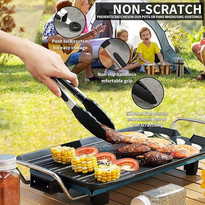 Evanda Camping Kitchen Cooking Utensil Set 10 Piece, Stainless Steel Outdoor Cooking and Grilling