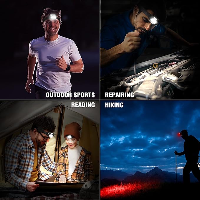 EverBrite Rechargeable Headlamp, LED Bright Motion Sensor Head Lamp Flashlight with 6 Modes
