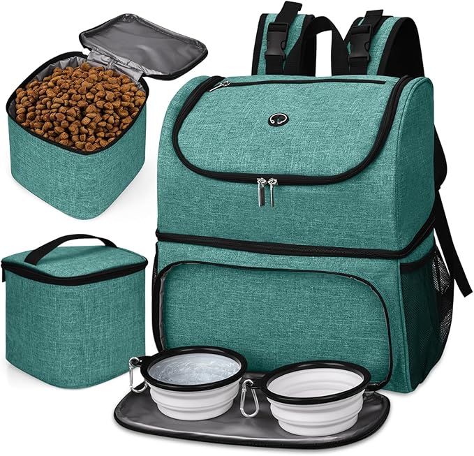 BAGLHER Pet Travel Bag, Double-Layer Pet Supplies Backpack (for All Pet Travel Supplies), Pet