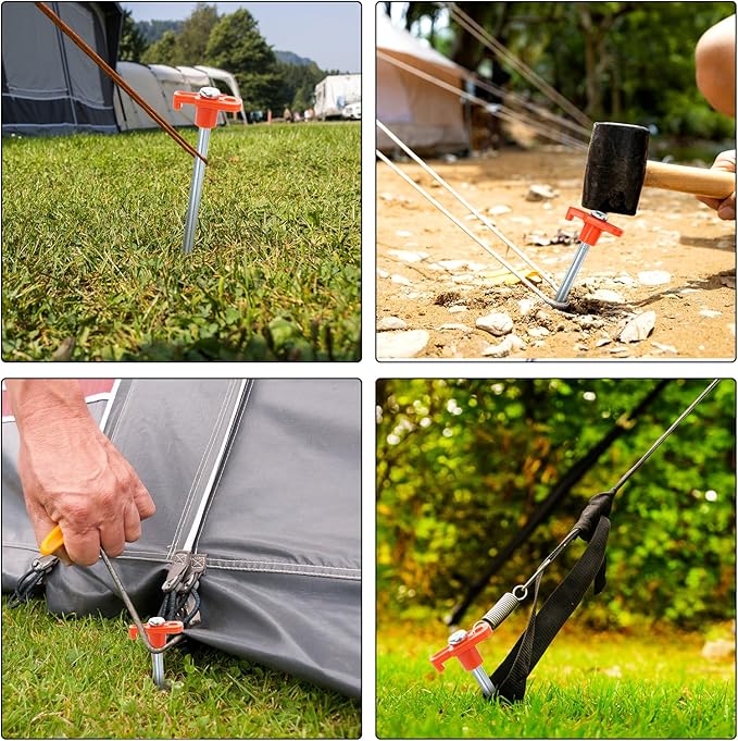 Yesland 20 Pack Tent Stake Heavy Duty, 10 Inch Non-Rust Metal Tent Pegs Ground Yard Stake Tent
