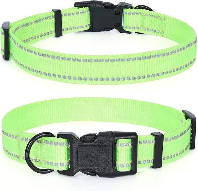 Mile High Life Reflective Dog Collar, Basic Dog Collars Adjustable Quick Release, Soft Nylon Pet