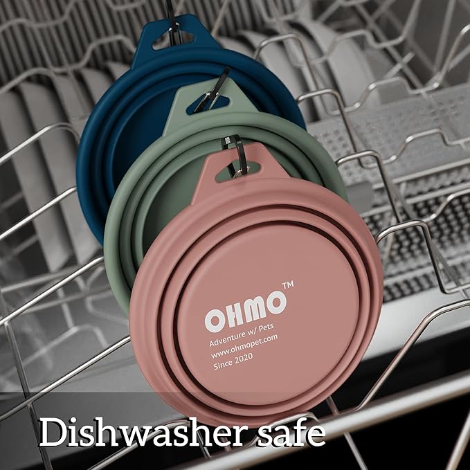 OHMO Collapsible Dog Bowl(2 Pack, 12oz/400ml) Premium Silicone Pet Water Bowls for Cats & Dogs