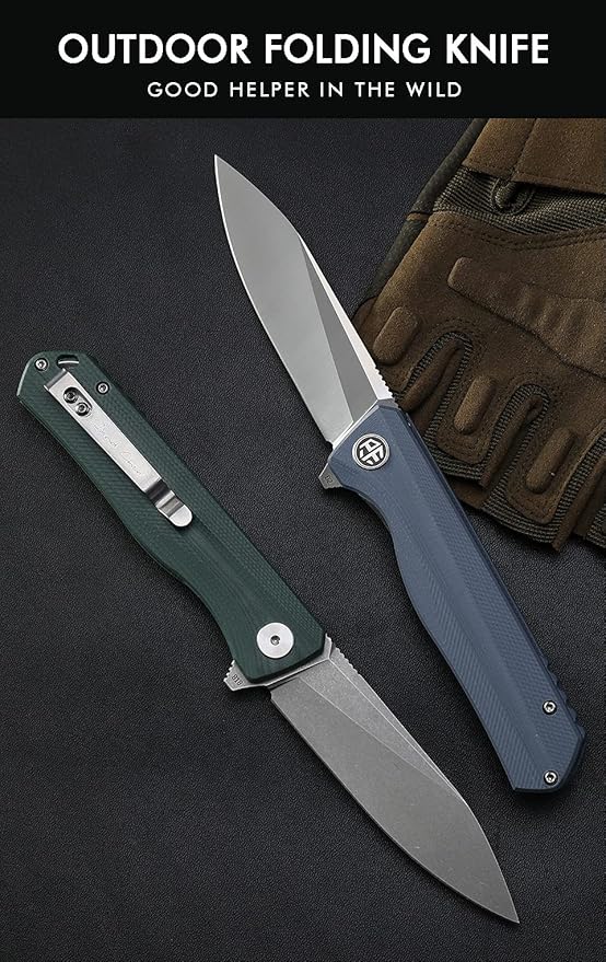 Petrified fish G10 handle D2 steel blade 2CR13 liner ball bearing flipper folding knife camping