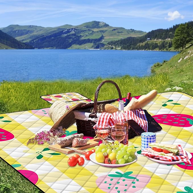Extra Large Picnic Blanket Waterproof,80"x 80"Foldable Machine Washable Beach Blanket,Outdoor