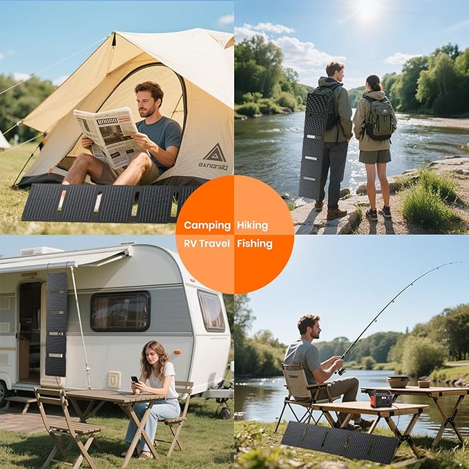 FlexSolar 40W Portable Solar Panel Charger - Upgraded Fast Charging with USB-C PD2.0, QC3.0 & 19V