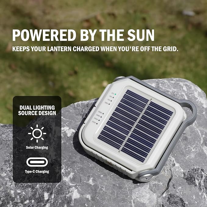 WARSUN Rechargeable Camping Lantern 1000 Lumens, 6000mAh Portable LED Light with Solar Charging, 4