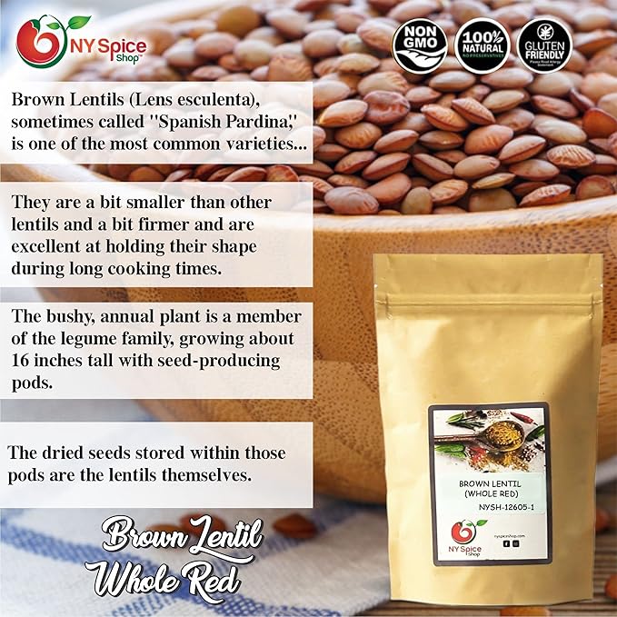 NY SPICE SHOP BROWN LENTIL (WHOLE RED) ??1.5 lbs. (Pound) Desi Masoor (Masur) Whole - Brown Lentils