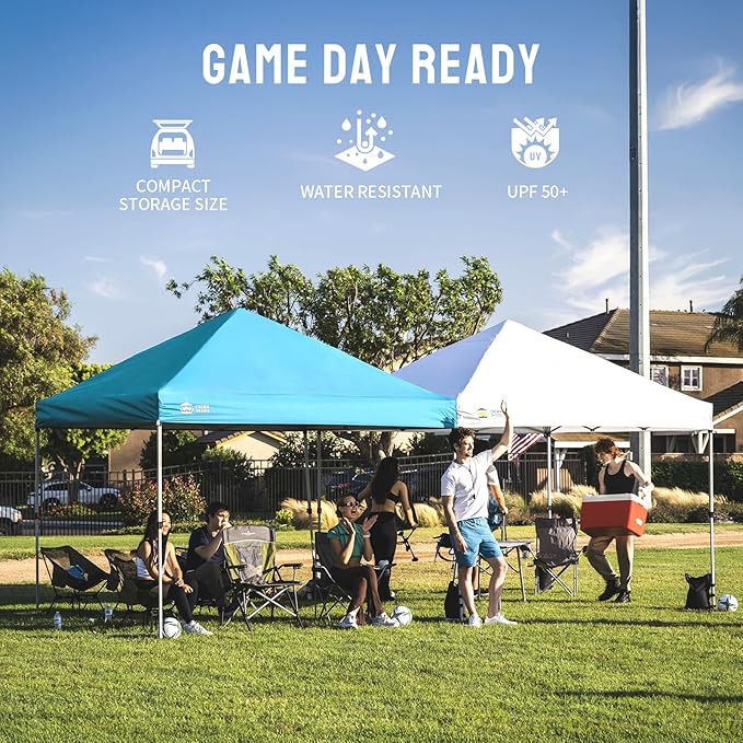 CROWN SHADES 8x8 Pop Up Canopy, Patented Center Lock One Push Instant Popup Outdoor Canopy Tent