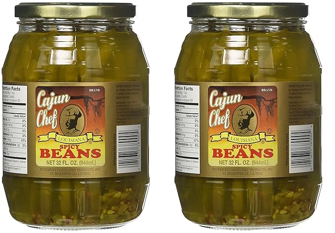 Cajun Chef Louisiana Spicy Green Beans - 32 oz (Pack of 2) - Bold Cajun Flavor - Perfect for Hors
