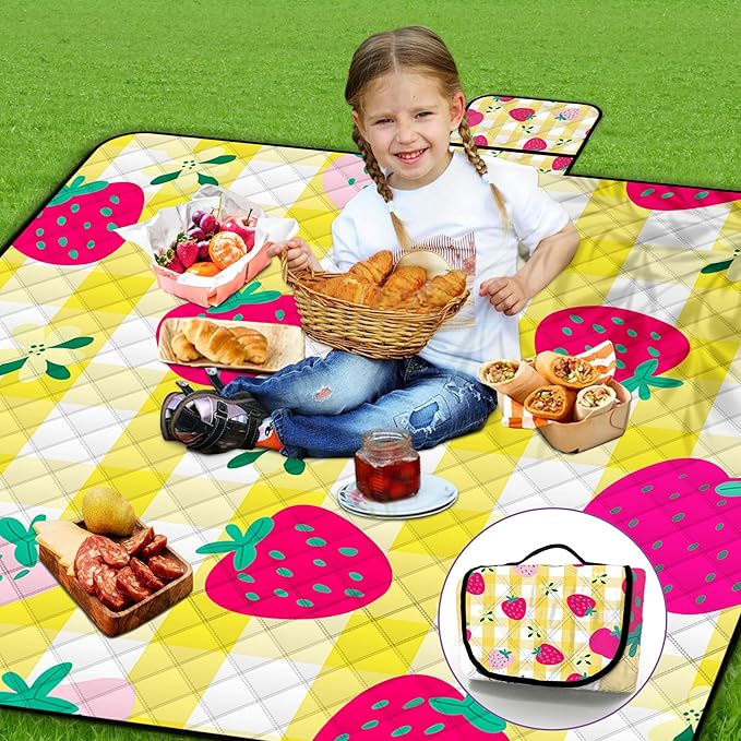 Extra Large Picnic Blanket Waterproof,80"x 80"Foldable Machine Washable Beach Blanket,Outdoor