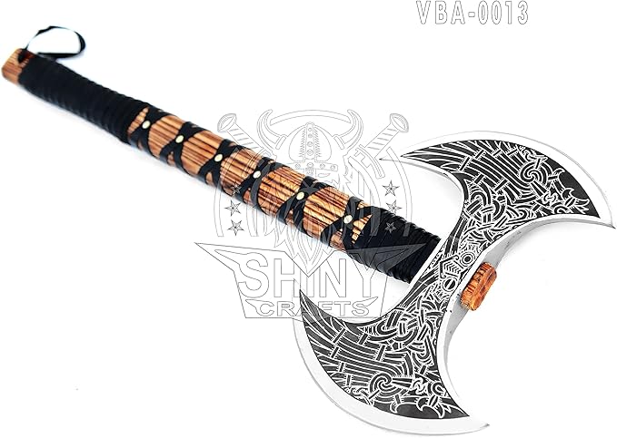 SHINY CRAFTS- Camping Axe Tomahawk Viking Bearded Axe Christmas gifts-27 Long Odin's Double Edge