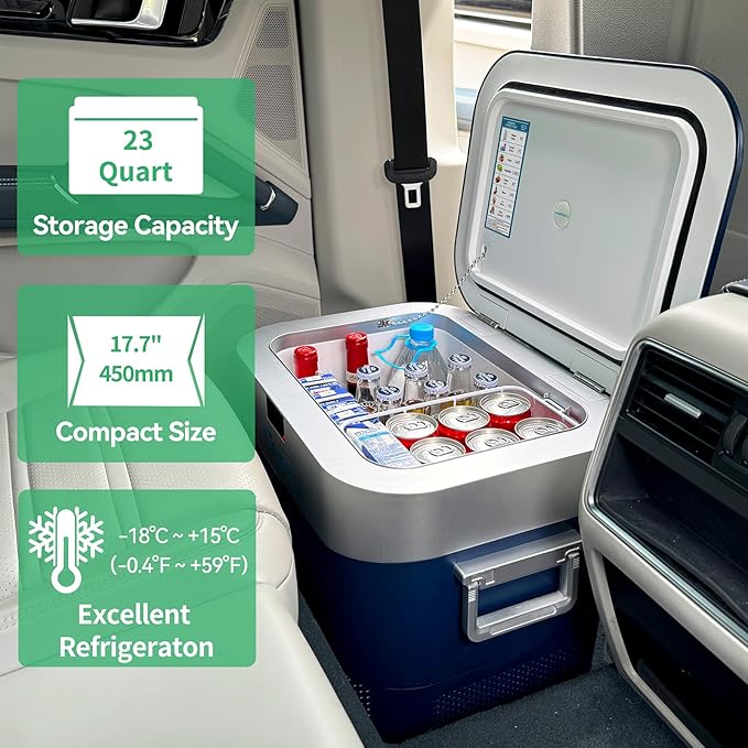 Car Refrigerator Portable Car Fridge 12V Refrigerator 23 Quart (22 Liter) Freezer Compressor Cooler