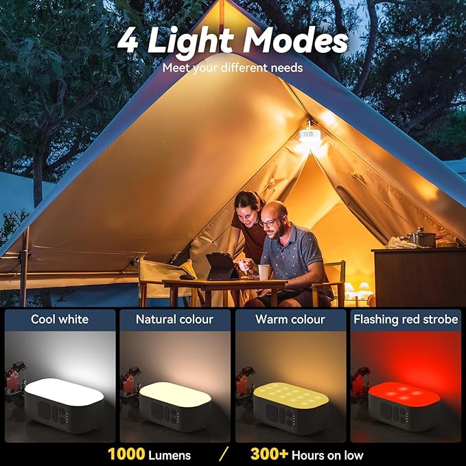 Camping Lantern,6400mAh LED Lantern Rechargeable,with 4 Light Modes,1000LM Tent Light & Hand-Crank