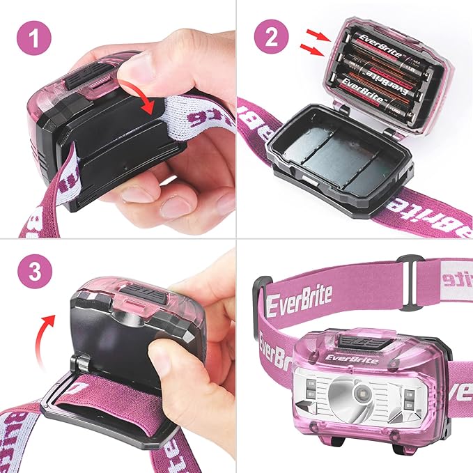 EverBrite Headlamp, 2 Pack Kids Headlamp with Red Light and Memory Function, Head Lamp for Adults