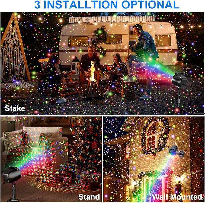 Christmas Laser Projector Light Outdoor, RGB 3 Colors Laser Lights with 24 Patterns, IP65