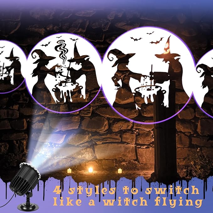 Halloween Projector Light with 1 Film Slides Holiday LED Projector Lights Outdoor Reflectors