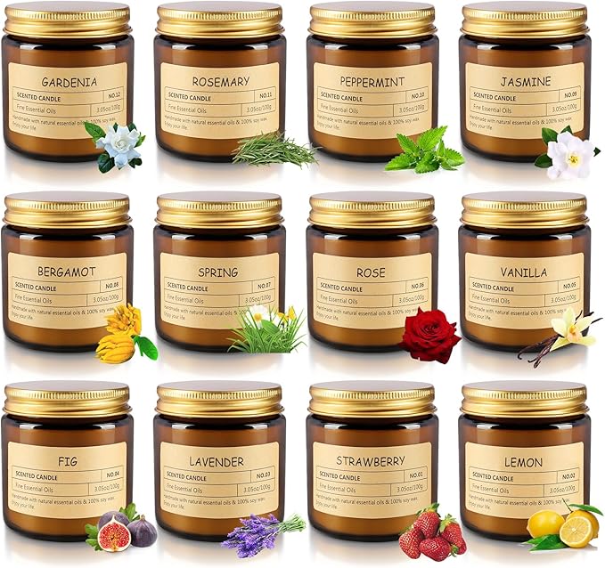 12Pack Scented Candle Set - Aromatherapy Candle Gift Set ??Long Lasting Jar Candles for Men| Women