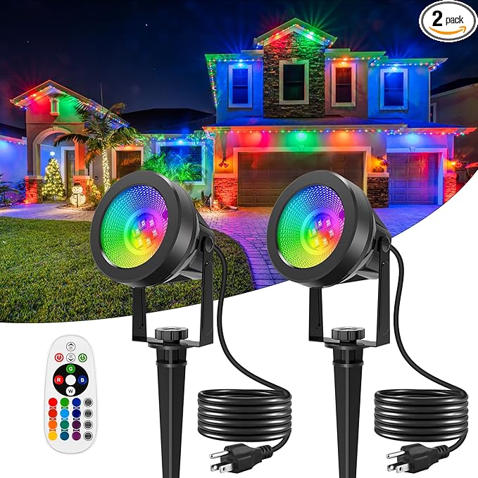 Halloween RGB Spot Lights Outdoor, LED Color Changing Landscape Lighting, Waterproof Spotlight with