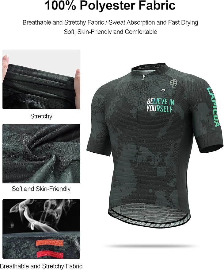 LAMEDA Men's Cycling Jersey Breathable Lightweight Bike Jersey Short Sleeve Quick Dry Moisture