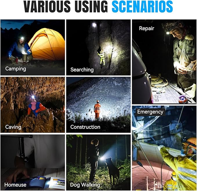 Brinyte HL18 Rechargeable Right Angle Headlamp Detachable L-Shape Flashlight with Magnetic Base 90