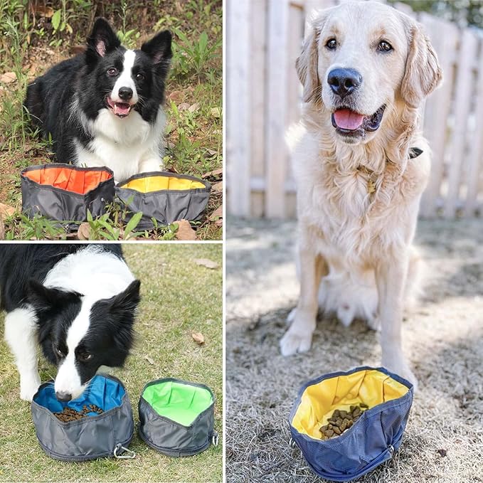 LumoLeaf Collapsible Dog Travel Bowl, 2 Packs Large 68oz/80oz Lightweight Foldable Bowl, Water and