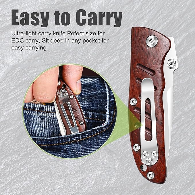 Harita Pocket Knife Folding Knife EDC Knife with Pocket Clip, 2.76 inch 8Cr13MoV Steel Blade