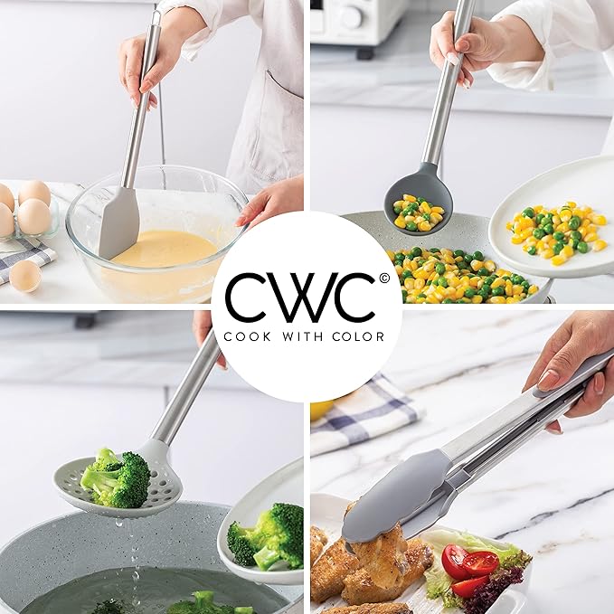 COOK WITH COLOR Silicone Cooking Utensils, Kitchen Utensil Set, Easy to Clean Silicone Kitchen