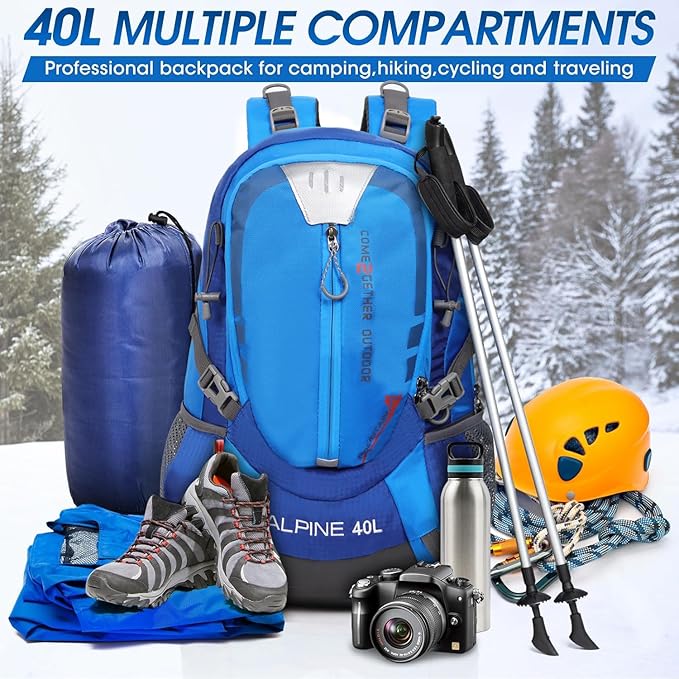 Hiking Backpack Camping 40L Outdoor Daypack Lightweight Travel Backpack with Rain Cover for Women