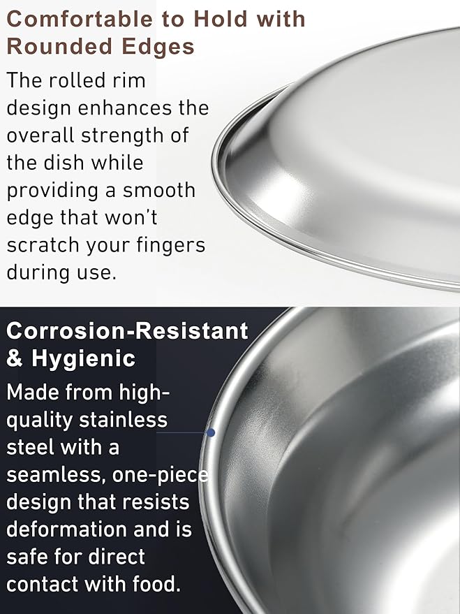 CAMPINGMOON Camping Plates 4 pack set Salad Side Dinner Plate Dishes Outdoor Tableware Stainless